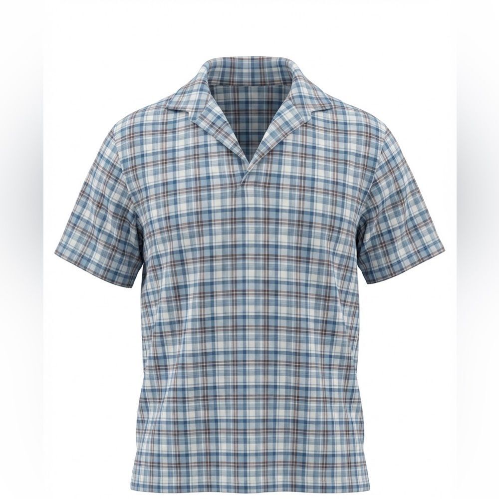 PETER MILLAR MENS POLO SHIRT LIGHT BLUE WITH STRIPES/CHECK SIZE L